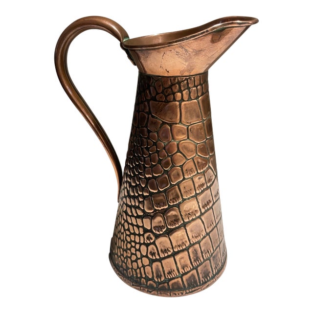 Antique English Crocodile Copper Pitcher For Sale