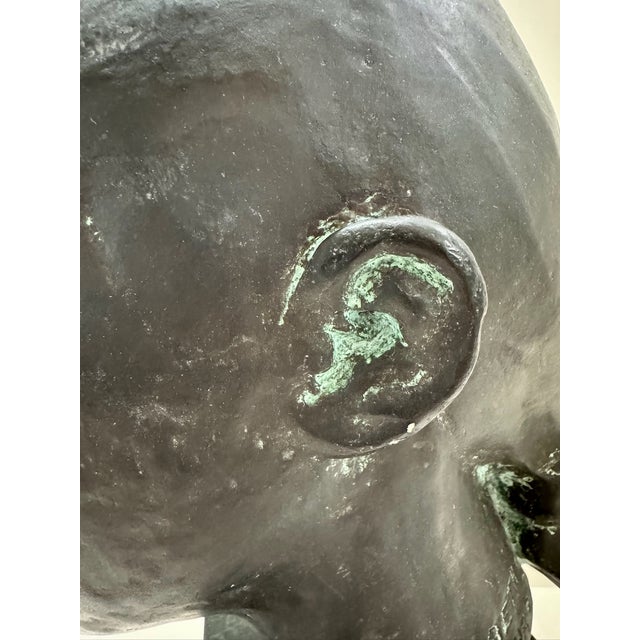 Black Larry Mohr Verdigris Bronze Bust ''Beth'' on Marble Pedestal Sculpture Signed From Artist Estate For Sale - Image 8 of 11