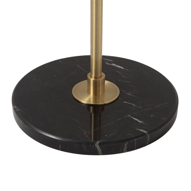 Torchiere Floor Lamp - Rancho Mirage, Matte Black & Gold-Leaf Shade, Weathered Brass, Black Marble Base, Dimmer For Sale In Los Angeles - Image 6 of 12