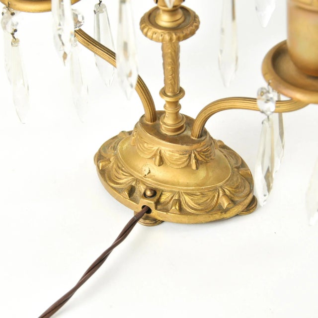 Mid 20th Century Antique French Girandole Waterfall Crystal Table Lamp For Sale - Image 5 of 10