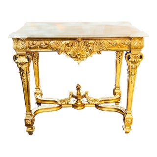 19th C. French Louis XV Giltwood Console For Sale