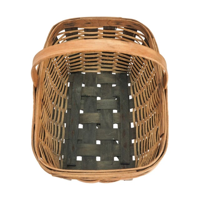 Vintage Hand Woven Fixed Handle Basket, 1900's For Sale - Image 9 of 10
