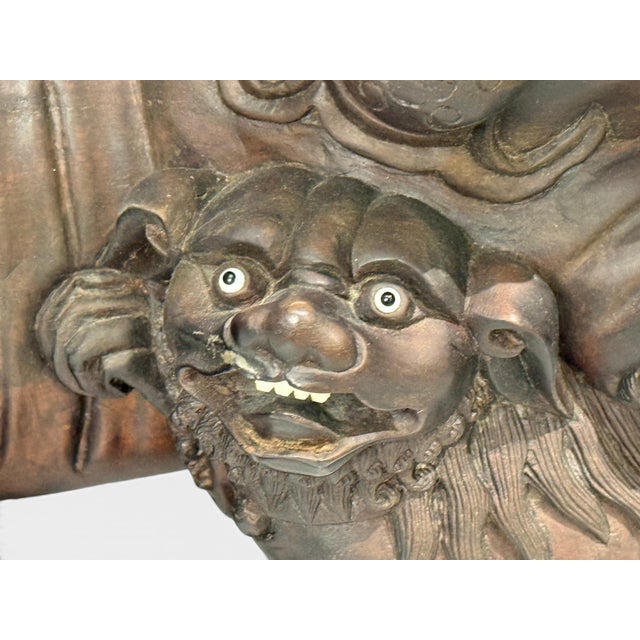 Chinese Export, Opposing Foo Dogs, Solid Teakwood, Glass, China, 19th C. For Sale - Image 17 of 18