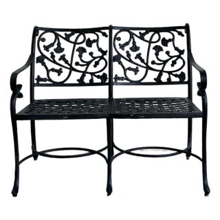 Vintage Wrought Iron Ivy Bench For Sale