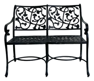 Vintage Wrought Iron Ivy Bench
