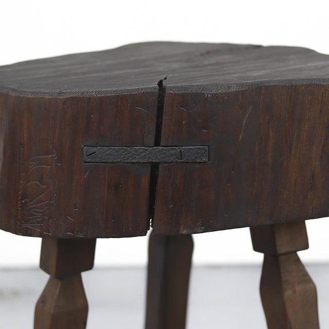 Rustic Farmhouse Wabi Sabi Oak Chopping Block or Side Table For Sale - Image 9 of 12