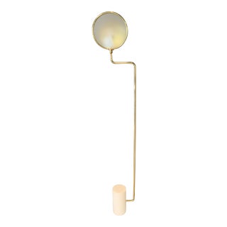 Frosted Glass Brass and Marble Eclipse Floor Lamp For Sale