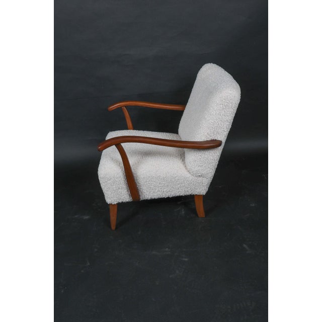 Mid 20th Century Mid 20th Century Art Deco Lounge Chair Teak & Boucle W/Ottoman For Sale - Image 5 of 8