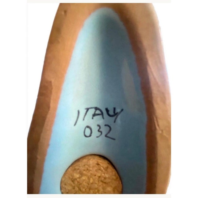 Vintage Peck and Peck Italian Ceramic Whale Piggy Bank Raymor Style 1960s Aqua Blue Teal MCM Bank Italy 032 For Sale - Image 4 of 7