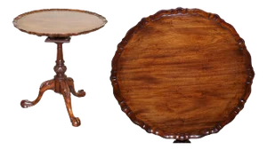Hardwood Large Pie Crust Tilt Top Side Wine Plant Lamp Table, 1920s