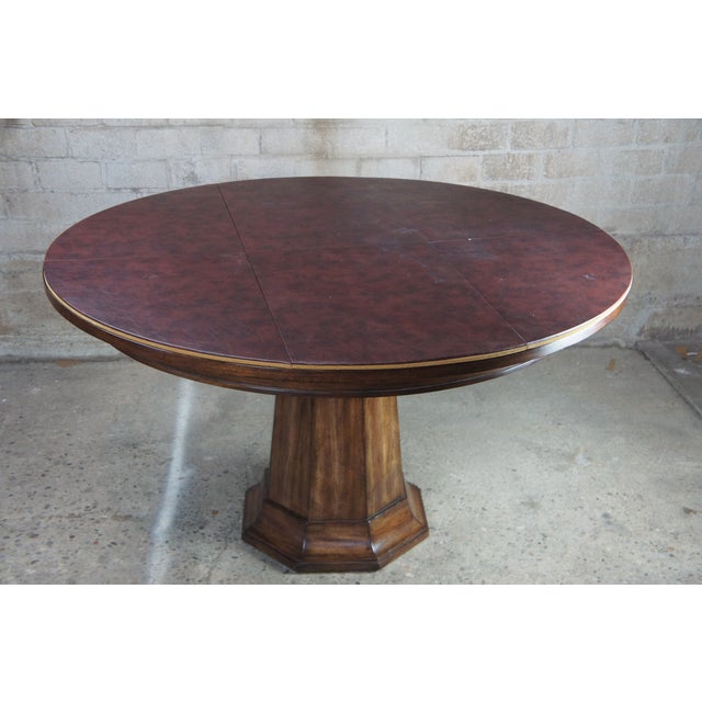 Henredon Acquisitions Round Mahogany Glass Top Pedestal Dining Table