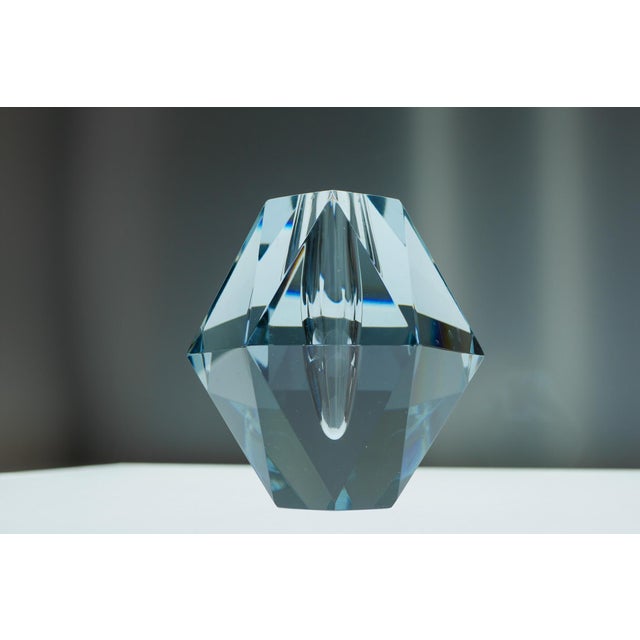 Glass Dimond-Shaped Crystal Vase from Strömbergshyttan, Sweden For Sale - Image 7 of 14