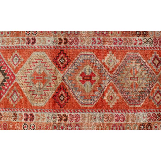 Turkish Vintage Oushak Runner With Tribal Medallion Design in Orange and Ivory 2'9 X 13'3 For Sale In Atlanta - Image 6 of 10