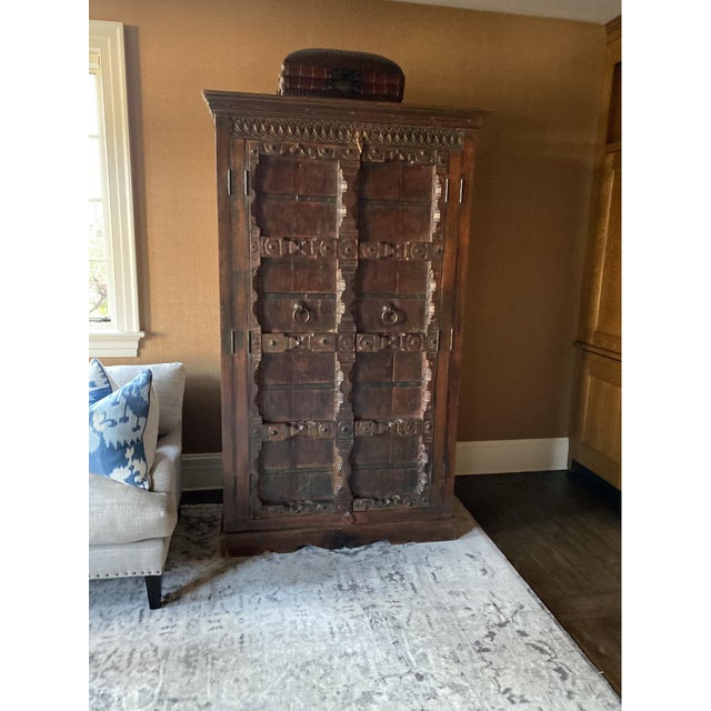 Early 20th Century Early 20th Large Indonesian Hand-Carved Teak Armoire Wardrobe For Sale - Image 5 of 6