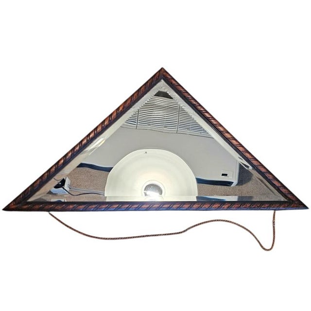 Triangular Oak Mirrors with Facet Cut Edges, Set of 2 For Sale - Image 5 of 17
