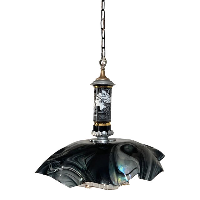 Mid 20th Century Hollohaza Porcelain Pendant Light For Sale