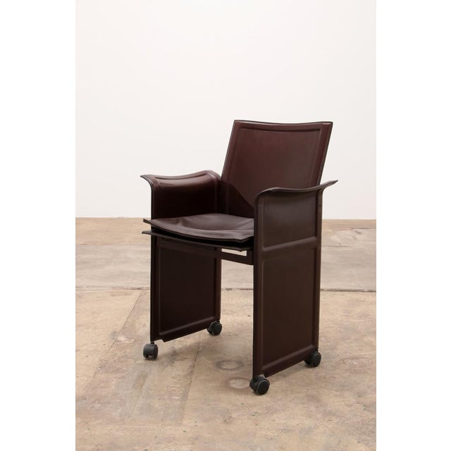 Leather Dining Table and Chairs by Tito Agnoli for Matteo Grassi, 1970s, Set of 6 For Sale - Image 17 of 18