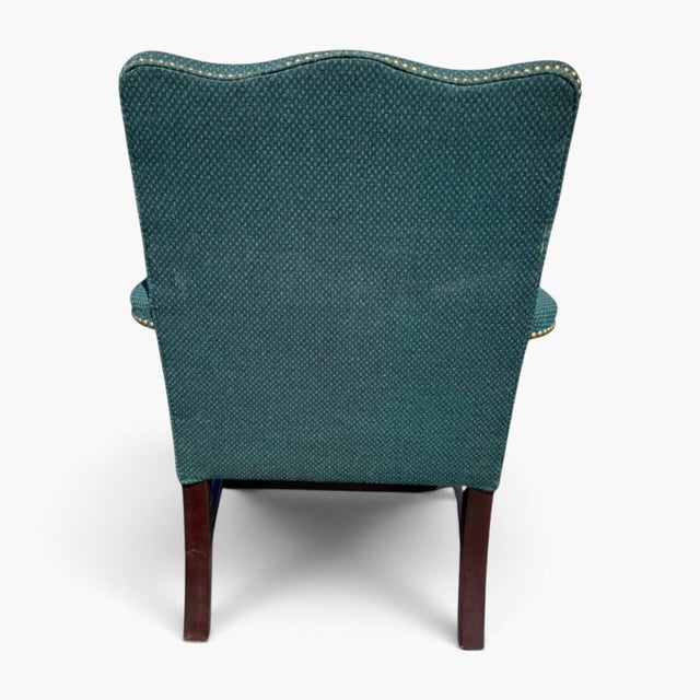 1990s Vintage Chippendale Mahogany Lolling Chairs – Pair Upholstered Armchairs – Stow & Davis For Sale - Image 5 of 10