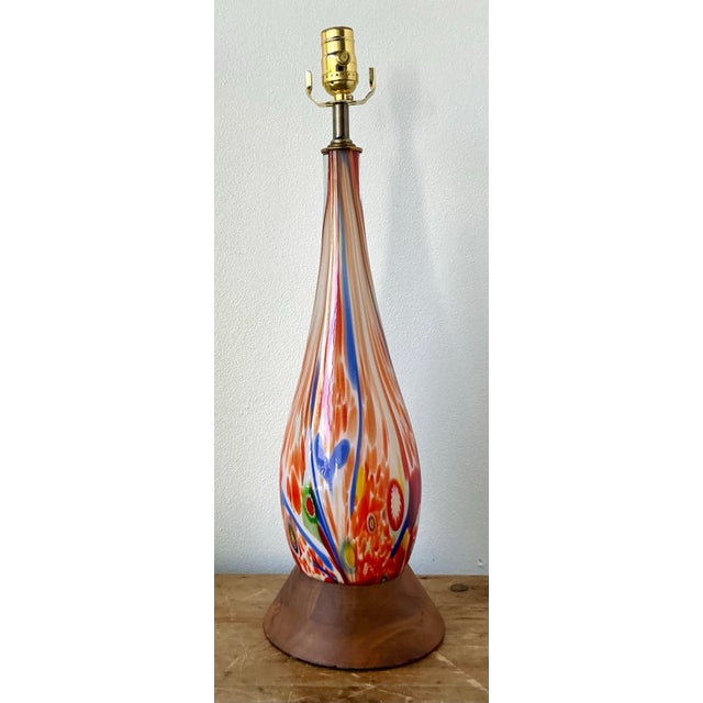 Orange Vintage Boho Italian Glass Lamp For Sale - Image 8 of 11