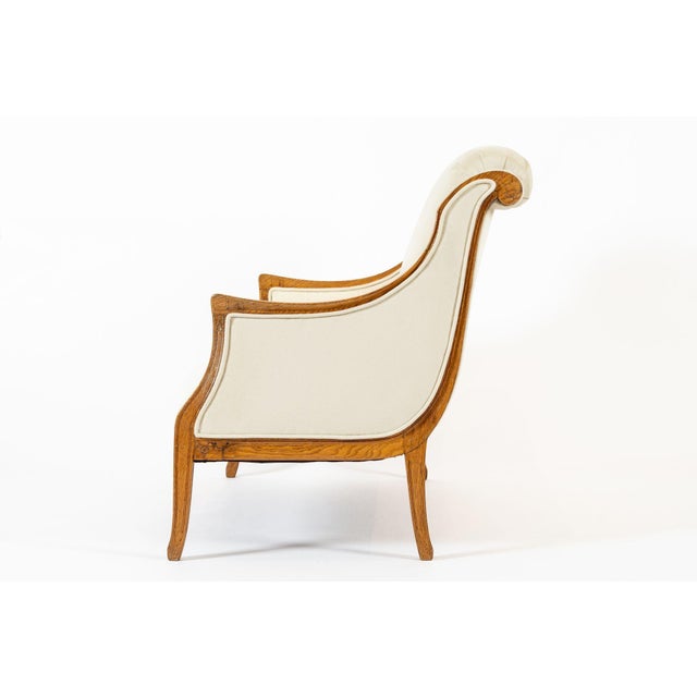 1940s Antique French Art Deco Two-Seat Loveseat Sofa Cream Upholstery 1940s For Sale - Image 5 of 12