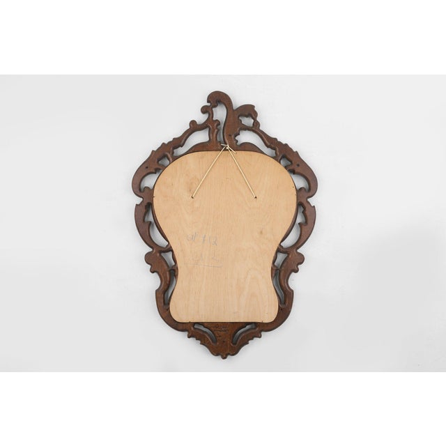 Baroque Mirror with Hand Carved Oak Ornated Frame, France, 1950s For Sale - Image 10 of 11