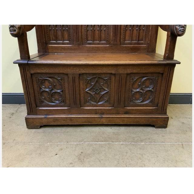 Antique Neo-Gothic Sensational Chest Bench, 1880 For Sale - Image 11 of 14