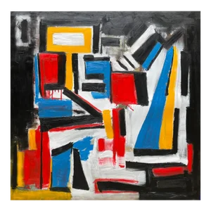 Listed John Schwab Original Abstract Expressionist Oil Painting Cubism MCM