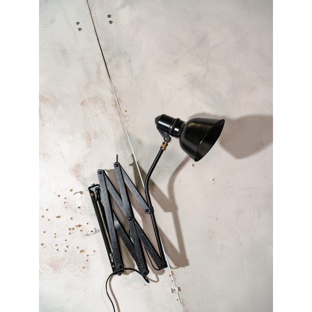 Metal Bauhaus Adjustable Black Scissor Wall Light, Early 1930s For Sale - Image 7 of 16