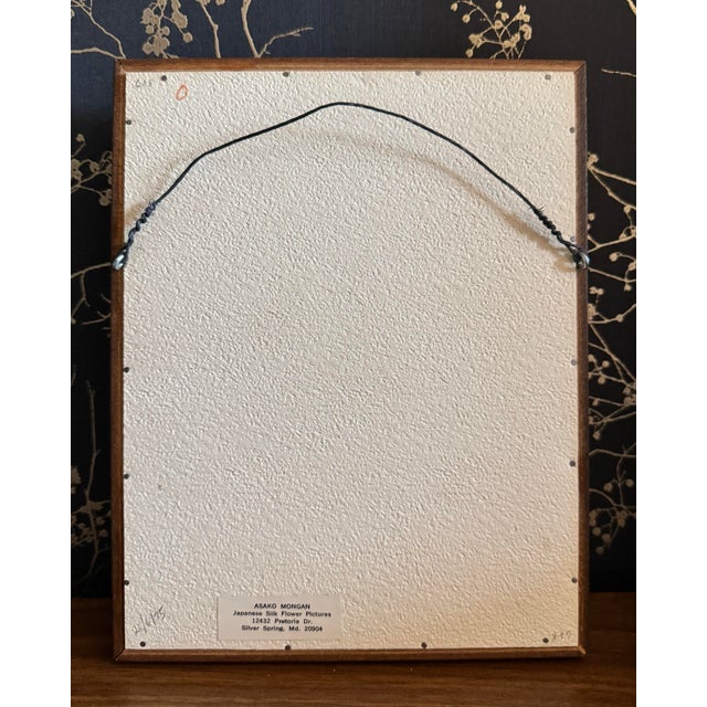 Wood Vintage Japanese 3d Silk Ribbon Floral Shadowbox Art Framed Yellow Lily Botanical Wall Art For Sale - Image 7 of 8