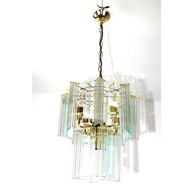 Orion Chandelier with Glass Hangings, Rods and Cut Glass Panels, 1960s For Sale - Image 12 of 16
