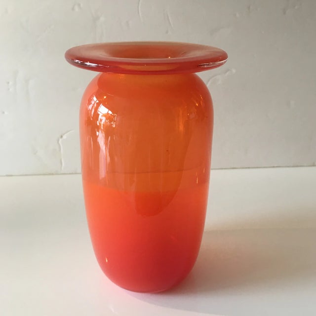 Mid 20th Century Orange Hand - Blown Art - Glass Vase For Sale - Image 5 of 9