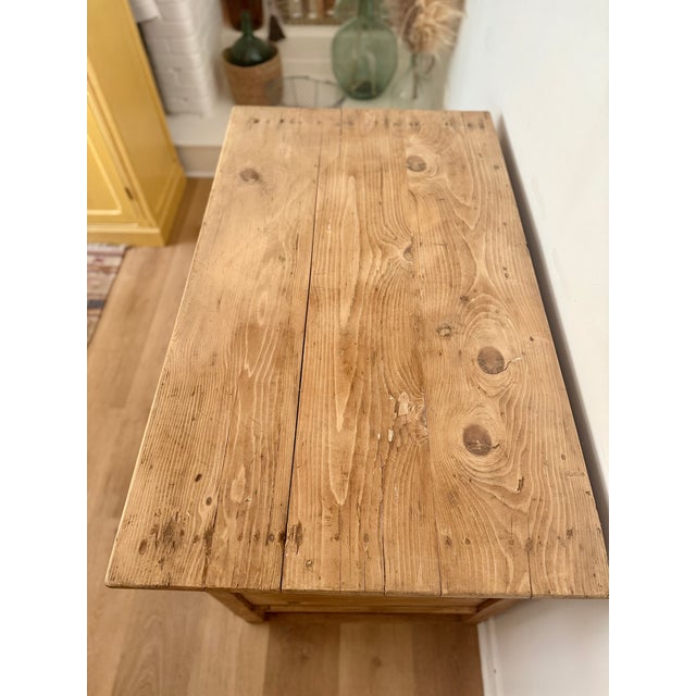 Vintage French Rustic Farmhouse Pine Pedestal Desk, 1920s For Sale - Image 16 of 17