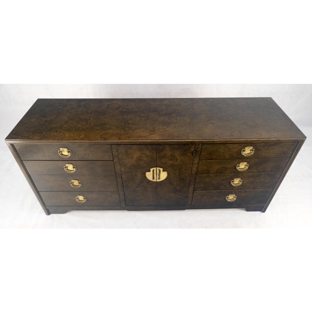 Large Burl Wood Brass 2 Doors Drawer Mastercraft Gentleman's Chest Dresser MINT