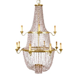Large Currey & Company Lou Lou Pink Stone Beaded Chandelier For Sale