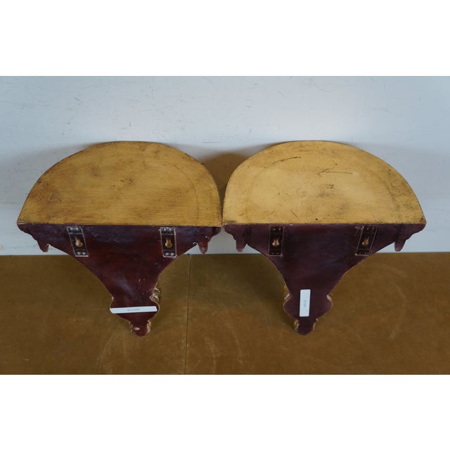 2 Italian Baroque Style Gold Scalloped Demilune Corbel Wall Shelf Sconces 13" For Sale - Image 9 of 11