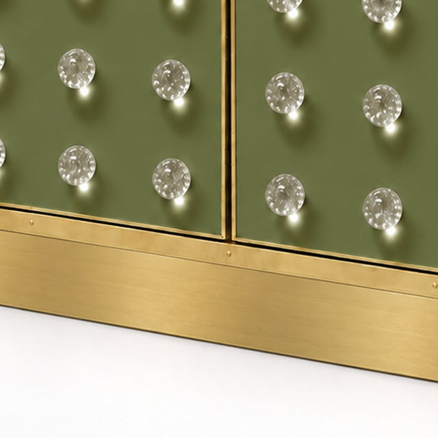 Not Yet Made - Made To Order Olive Green Murano Glass Dry Bar with Brass Plinth from Justfurnituress SRL For Sale - Image 5 of 8