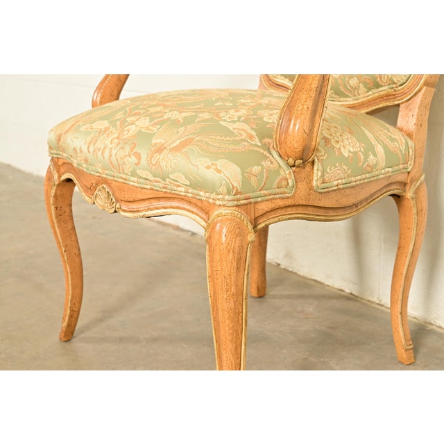 John Stuart French Provincial Louis XV Carved Oak Armchairs | Pair For Sale - Image 10 of 15