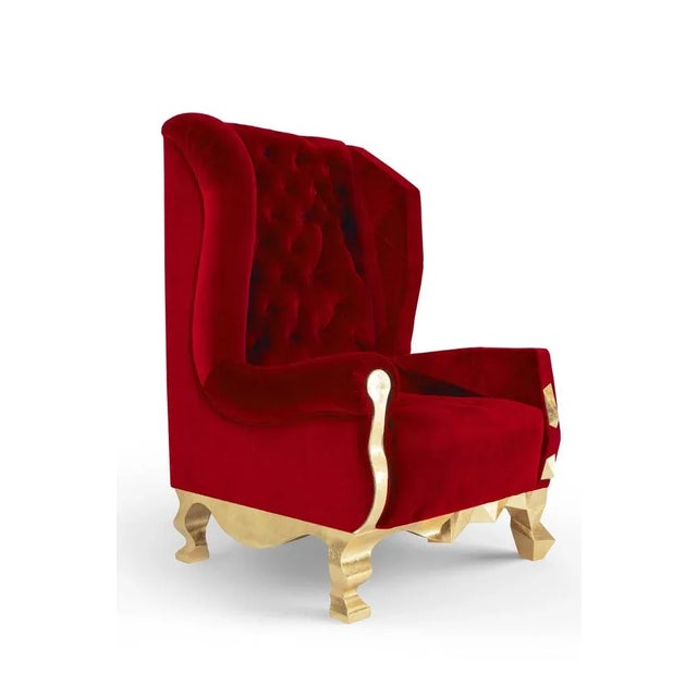 Contemporary Velvet Ruby Rock Chair by Royal Stranger For Sale - Image 3 of 13