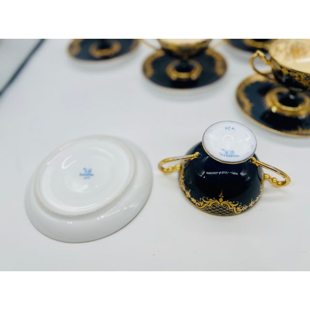 Blue 10 Pc., Ambrosius Lamm, Dresden Porcelain Tea Set C. 1910 For Sale - Image 8 of 10