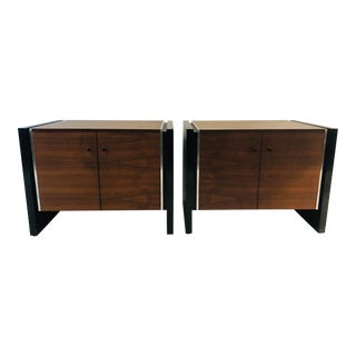 Robert Baron Glenn of California Rosewood With Chrome Accents Nightstands 1970s - Set of 2 For Sale