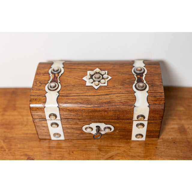 19th Century Danish Rosewood Tea Caddy with Bone Inlay, Circa 1860 For Sale - Image 4 of 8