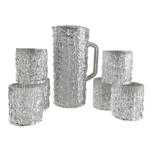 Circa 1980 “Snow Crystal” 7-Piece Acrylic Tumbler & Pitcher Beverage Set