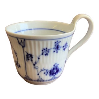 1980s Royal Copenhagen Blue Fluted Plain High Handle Cup 093 For Sale