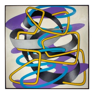 “Bent Blue Wire” Acrylic on Canvas Painting by James Massena March For Sale