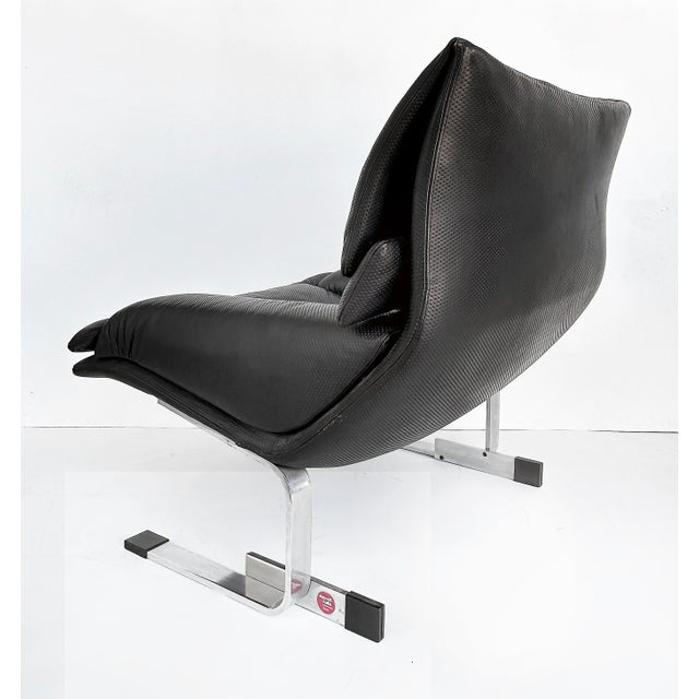 Metal 1980s Giovanni Offredi Saporiti Italia Onda Wave Chair, Black Leather, Chrome For Sale - Image 7 of 16