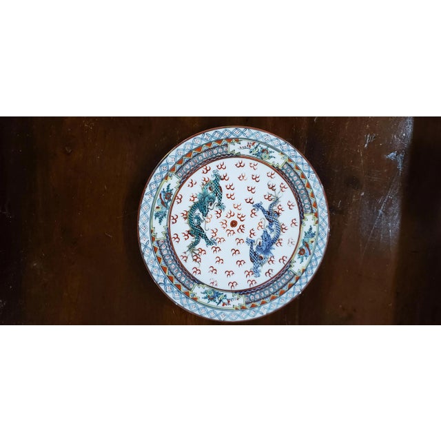 5 hand-painted porcelain plates from around 1930, beautiful quality and colors, Chinese manufacture, diameter 23 cm
