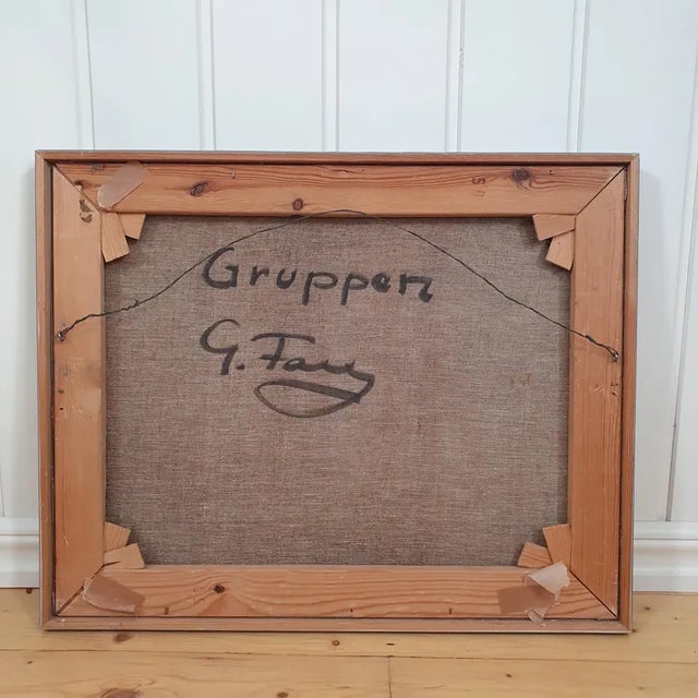 1960s Mid-Century Swedish Abstract Figurative Oil Painting "Gruppen" by Gösta Falck For Sale - Image 14 of 18