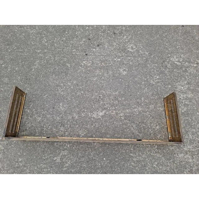 Antique Regency Pierced Brass Fireplace Fender with Floral Rosettes For Sale - Image 16 of 18
