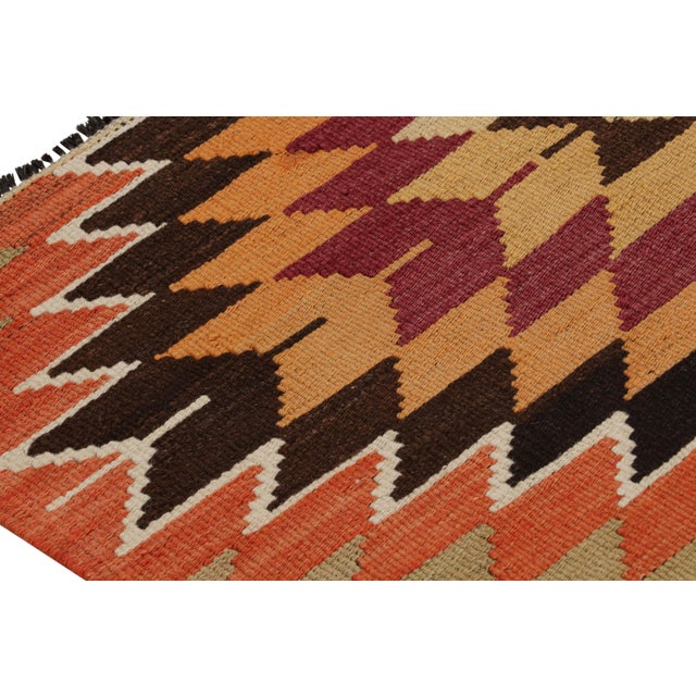 Vintage Mid-Century Malatya Geometric Green and Burgundy Red Wool Kilim Rug For Sale In New York - Image 6 of 7
