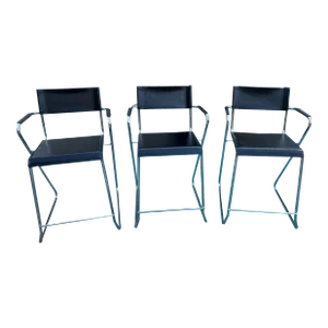 Vintage Black and Chrome Counter Height Barstools.